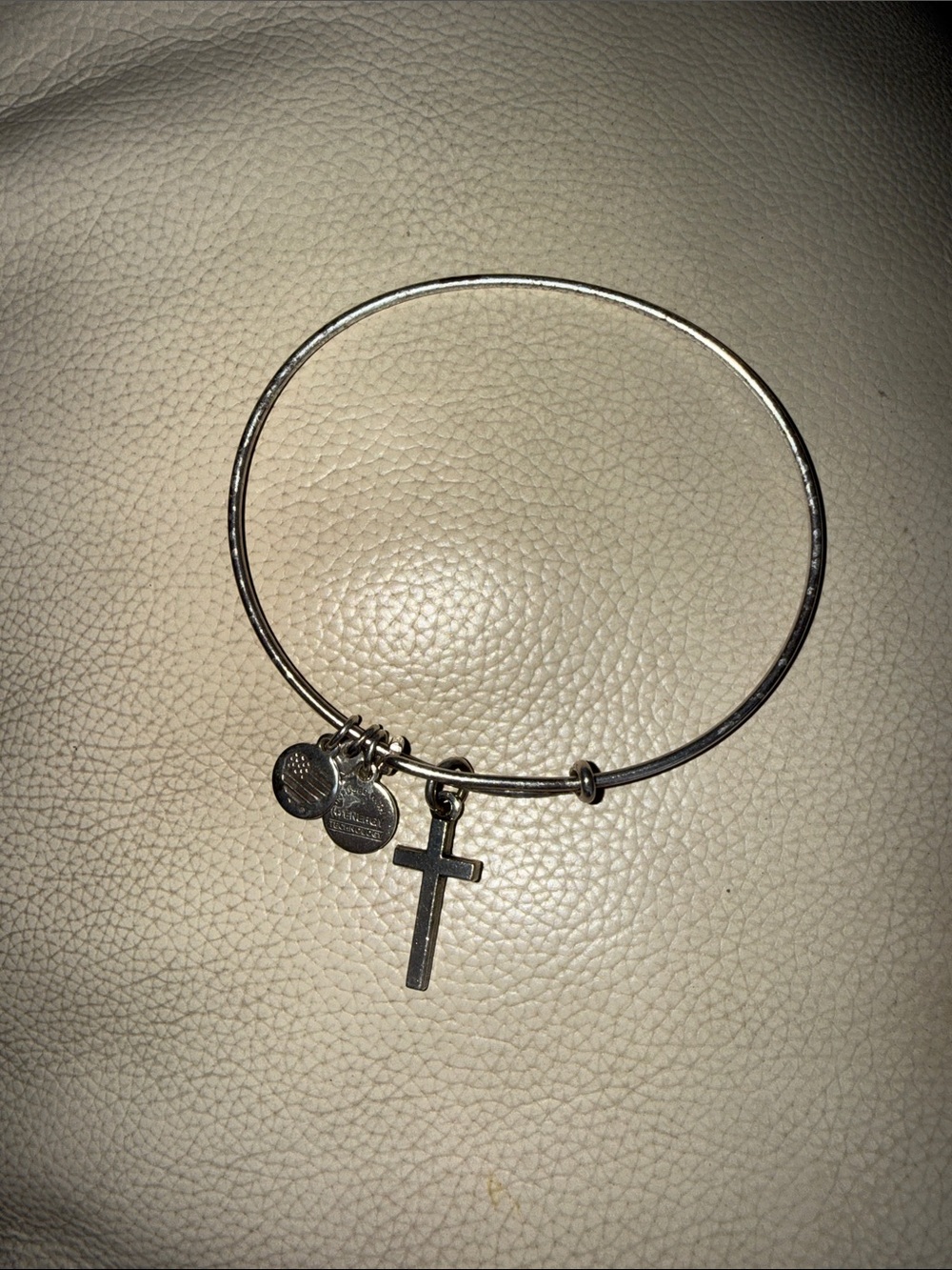 Alex and Ani Silver-Tone Cross Charm Expandable Bracelet